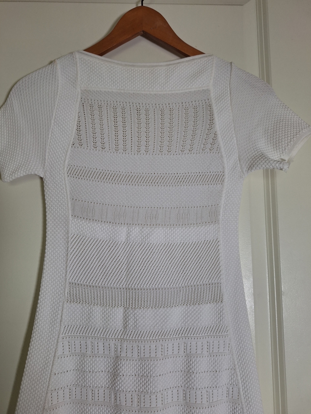 Antonio Berardi White Textured Knit Sheath Dress Size 42 - Picture 3 of 7